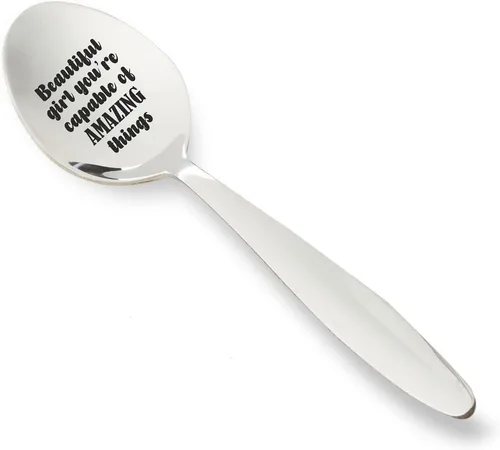 Vista 6 de Beautiful Girl You are Capable of Amazing Things - Cuchara de acero inoxidable grabada El mejor regalo motivacional Regalos para mujeres