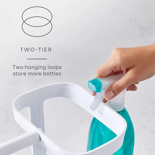 Vista 3 de YouCopia SinkSuite - Organizador de limpieza para debajo del fregadero, organizador de suministros de limpieza ajustable de 2 niveles