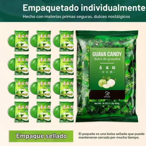 Vista 4 de Soeos Caramelos de guayaba, Classic Series China, caramelos duros de guayaba, caramelos navideños de 32 onzas (paquete de 2)
