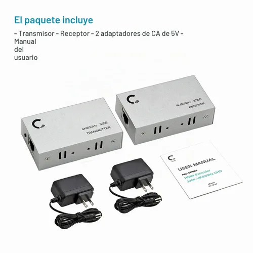 Vista 6 de ET4K100M 4K@30Hz HDMI 1.4 Extensor sobre Cat5e/Cat6/Cat7 - 330 pies (328.1 ft), HDCP 1.4, con bucle, paso IR y protección contra sobretensiones