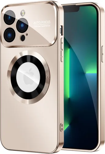 Vista 28 de MAKAVO Funda magnética para iPhone 12 Pro, compatible con MagSafe, protector de lente de cámara integrado, vista de logotipo, funda de teléfono a