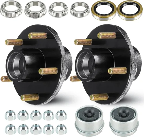 Vista 10 de SEHNSUCHT Kit de Cubo Tensor de Rueda de Remolque, 5 Agujeros, Cubo Tensor de Perno de 4.5" para Ejes de Remolque de 3500lb, Compatible con Eje