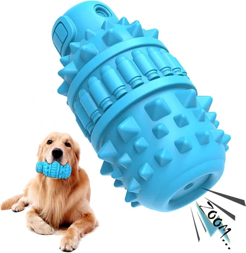 Vista 9 de PIFFZEDO Juguetes para perros para masticadores agresivos, juguete interactivo de goma natural con sonido y masticable para razas medianas solamente