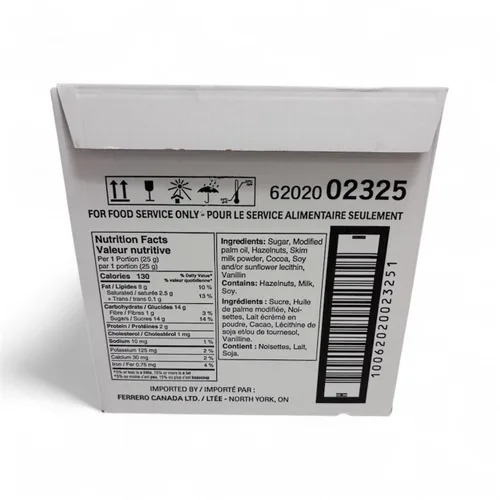 Vista 2 de Nutella de avellanas con vaso de vidrio aroma de cacao, 0.88 onzas, 64 por caja
