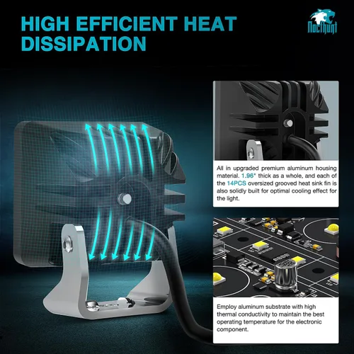 Vista 5 de Nilight - Juego de 2 focos LED para motocicleta de 2 pulgadas y 20 W, haz focalizado cuadrado, luz de trabajo mini para conducción, incorporada EMC