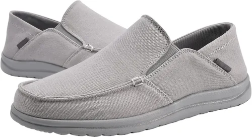 Vista 2 de Zapatos sin cordones para hombre, mocasines casuales de lona, zapatos de cubierta para hombre, cómodos zapatos náuticos con suela de goma
