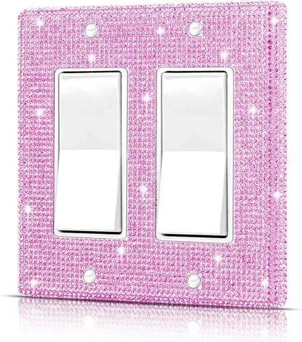 Vista 29 de Dengduoduo Placas de pared, cubierta decorativa para interruptor de luz, cubiertas decorativas de tomacorrientes, diamantes de imitación plateados