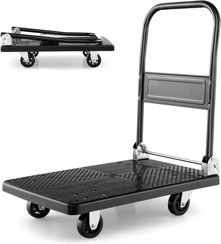 Vista 12 de Goplus Carro plegable de la plataforma 330LBS Rolling Flatbed Cart Hand Platform Truck Push Dolly para cargar