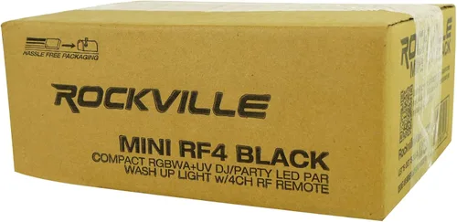 Vista 7 de Rockville Mini RF4 Black Par - Luz de lavado, recargable, 4 x 12 W, incluye control remoto, RGBWA+LED UV, batería de hasta 22 horas, perfecta