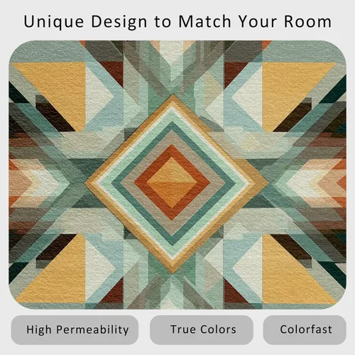 Vista 4 de Aztec Runner Rug 2x6 - Hallway Runner Rug Southwest Native American Rustic Boho Ethnic Retro Pattern, Non Slip, Washable, Aztec Home Decor Carpet