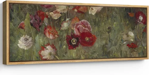 Vista 24 de SIGNFORD Lienzo enmarcado extragrande para pared, diseño de flores silvestres, paisaje, campo escénico con flores florecientes, ilustraciones