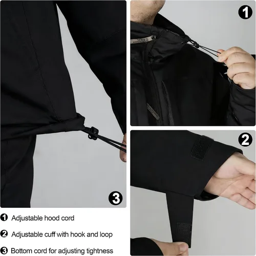 Vista 5 de Chaqueta de esquí de nieve para hombre, chaqueta cálida táctica de camuflaje, impermeable, con capucha, resistente al viento, parka de invierno