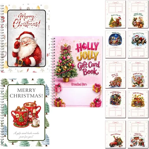 Vista 22 de Christmas Gift Card Book Spiral Bound Holder, 10 Pages，3PCS-A
