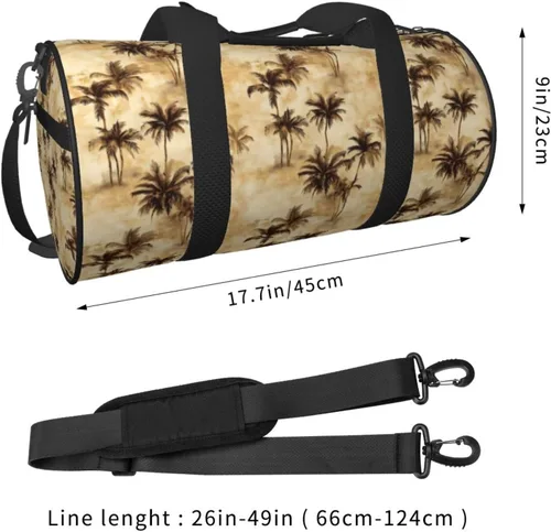 Vista 2 de Large Duffle Bag for Travel - Retro Hawaiian Style Print Gym Bag for Women Men, Travel Foldable Bags for Women Men with Zippered Multiple Pockets