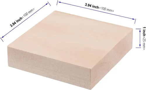 Vista 2 de 20 bloques de madera de tilo de 4 x 4 x 1 pulgadas, bloques de madera sin terminar, bloques cuadrados de tallado de madera para manualidades