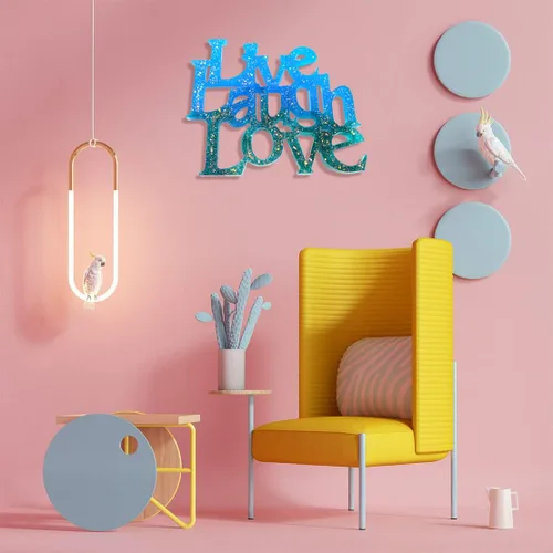 Vista 6 de Live Laugh Love - Molde de resina para letrero de palabras, moldes de silicona con eslogan de letras de cristal, molde de fundición epoxi