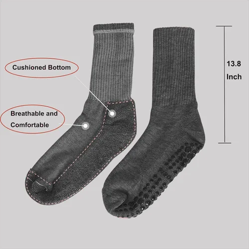 Vista 5 de JCZANXI Calcetines de yoga con empuñaduras para mujer, calcetines antideslizantes para yoga, pilates, barras, baile, calcetines acolchados ideales