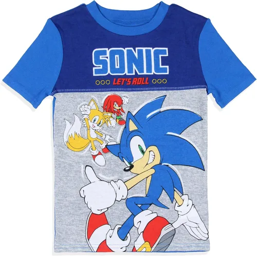 Vista 3 de Sonic The Hedgehog Let's Roll - Conjunto de pijama de algodón para niños, camisa y pantalones