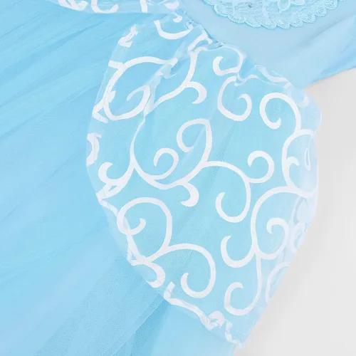 Vista 7 de Melaura Disfraz de princesa azul para niñas vestido de fiesta de manga abombada para Halloween cumpleaños cosplay
