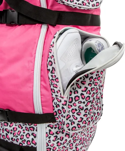 Vista 2 de Bolsa de golf para mujer con ruedas - Oxford 600D resistente, 6 bolsillos, ruedas ABS, aprobada por aerolíneas, rosa