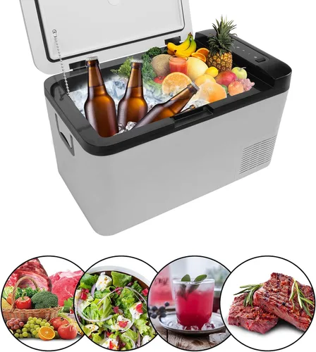 Vista 7 de Refrigerador portátil para automóvil, 12/24 V CC y 110-240 V CA (-4 °F ~ 68 °F) 25L/26 cuartos de galón, mini refrigerador para RV, furgoneta