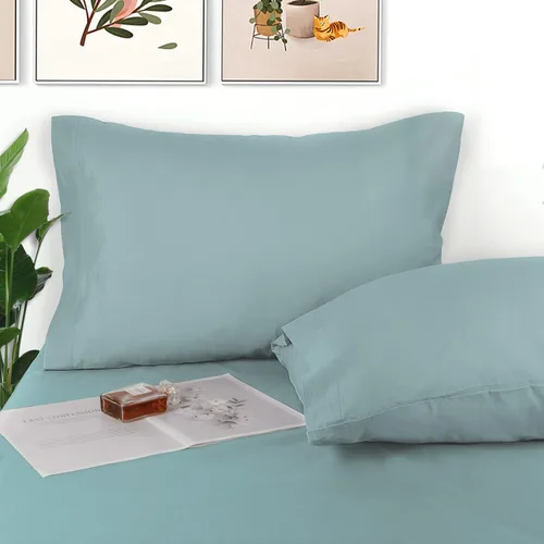 Vista 5 de Lirex Paquete de 2 fundas de almohada, 100% algodón, transpirables, 20" x 36" tamaño King estándar, color verde aguamarina
