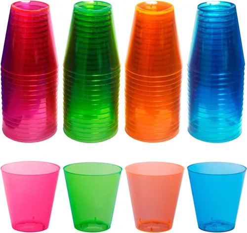 Vista 13 de Party Essentials Vasos de disparo de plástico duro de 2 onzas, 40 unidades, neón surtidos