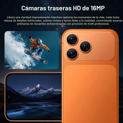 Vista 8 de Nueva pantalla HD de 6.67 "Teléfonos Android desbloqueados 3G Red Teléfono celular 2 GB+16 GB Android 10 Smartphone Cámara trasera 16MP Batería