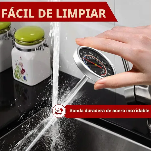 Vista 8 de Termómetro de carne – Termómetro de lectura instantánea para alimentos con sonda de acero inoxidable de 5.5 pulgadas para cocinar, bistec, pan