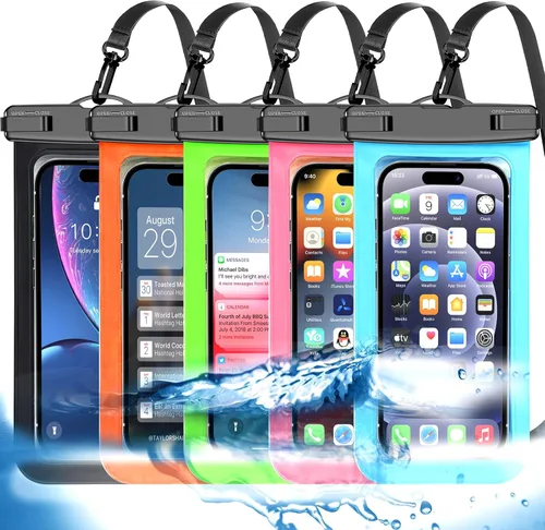 Vista 15 de Paquete de 5 bolsas impermeables universales para teléfono de hasta 8.3 pulgadas, bolsa seca impermeable para teléfono, nivel de protección: IP68