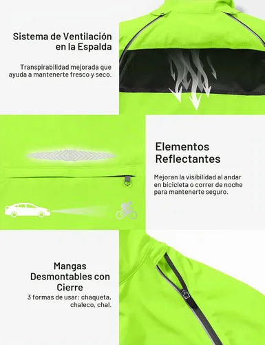 Vista 5 de Little Donkey Andy Chaqueta de ciclismo plegable para mujer, mangas Amarillo fluorescente