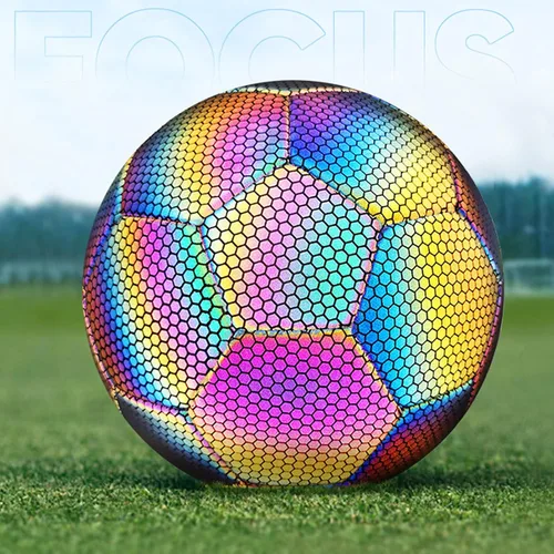 Vista 6 de Balón de fútbol luminoso para juegos nocturnos y entrenamiento, pelota de fútbol reflectante con aguja de aire de bolsillo de red, pelota de fútbol