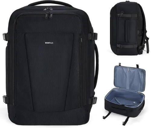 Vista 9 de ECOHUB United Airlines - Mochila de viaje pequeña de 17 pulgadas, bolsa de artículos personales de 16.7 x 10 x 8 pulgadas con 13 bolsillos con Negro