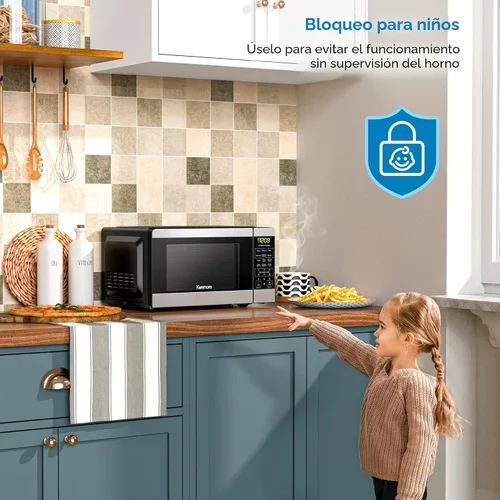 Vista 4 de Microondas de mostrador Kenmore, 6 menús preestablecidos automáticos, bloqueo para niños, funciones de descongelación y cocina exprés, 700 vatios, 7
