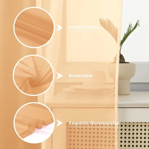 Vista 5 de Cortinas de gasa semitransparentes, 30 pulgadas de largo, 2 paneles, con bolsillo para cortinero, tratamiento para ventanas, para sala de estar