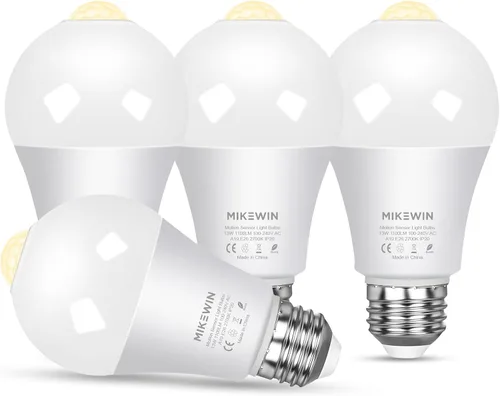Vista 11 de Motion Sensor Light Bulbs Outdoor 2 Packs 13W(100W Equivalent) Security LED Bulb, Indoor E26, A19, 2700K Warm White Dusk to Dawn Bulb for Garage