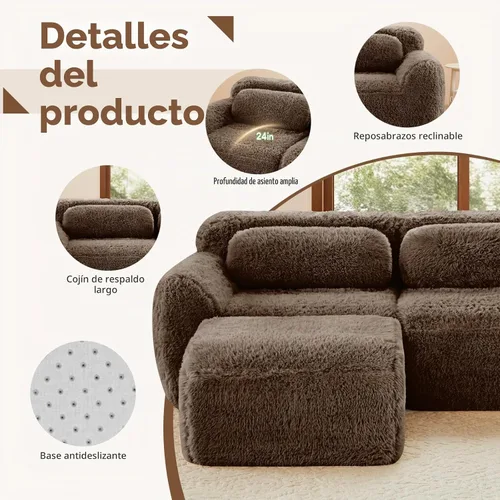 Vista 8 de Sofás seccional modular de 80" modernos sin huesos para sala de estar, sofá de 2 plazas con asiento profundo y compresión, sin necesidad