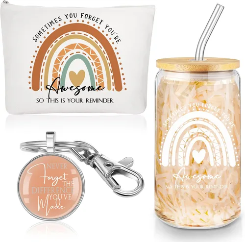 Vista 9 de Yaomiao 3 piezas de regalo de agradecimiento Cna para mujeres, graduación, agradecimiento, bolsa de cristal de 16 onzas, llavero para profesora