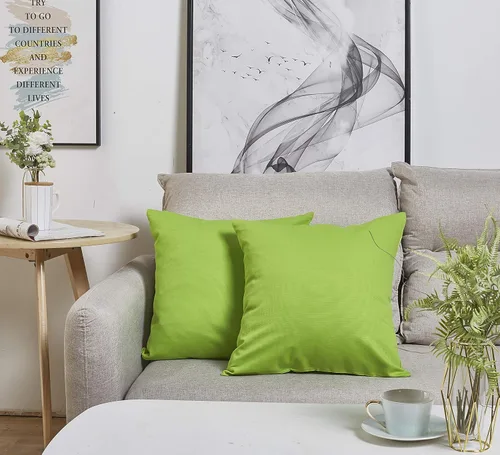 Vista 3 de TangDepot - Funda de almohada decorativa de algodón sólido, 12 x 12 pulgadas, verde manzana