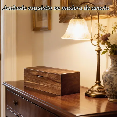 Vista 5 de Organizador de bolsas de té de madera de acacia con compartimentos