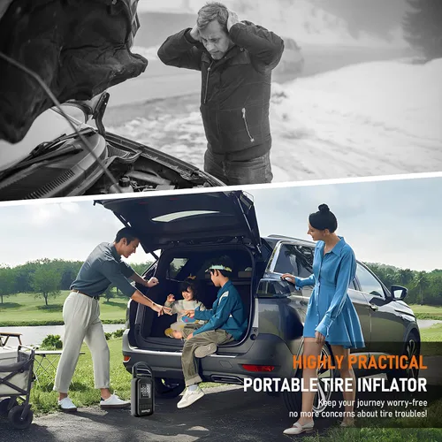 Vista 7 de Inflador de neumáticos portátil, compresor de aire portátil, bomba de aire portátil de 150 PSI para automóvil, bicicleta, motocicleta, pelota, bomba