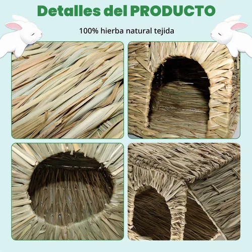 Vista 2 de Juguete natural para escondite de cama, tejido a mano para conejo, conejillo de indias, chinchilla hurón