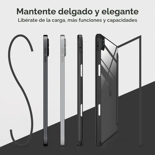 Vista 5 de VIKESI Funda para iPad Pro 12.9 de 6ª/5ª/4ª/3ª/3ª generación 2022/2021/2020/2018, cubierta trasera transparente