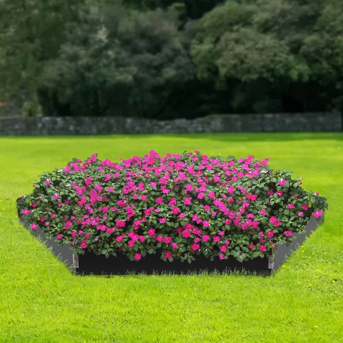 Vista 6 de Paquete de 6 bordes de acero para césped, bordes de acero para paisajismo, 40 x 8.46 pulgadas, borde de jardín, divisor de metal para paisajismo