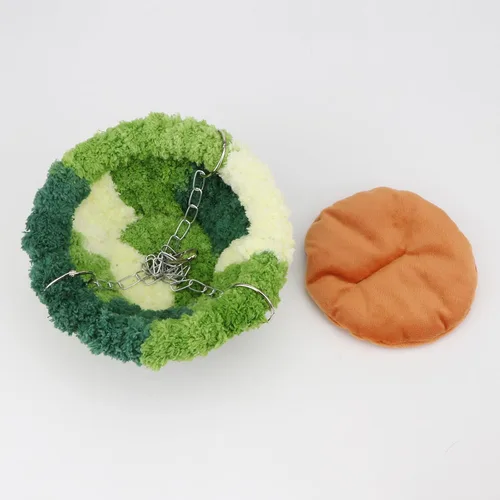 Vista 7 de Wontee Cama nido de pájaros, hamaca colgante para loros, jaula de pájaros, casa para periquitos, cacatúas, tortolitos, conures (verde)