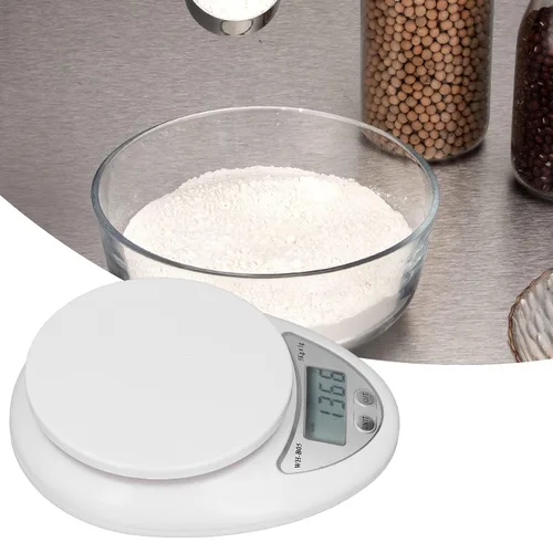 Vista 4 de Báscula digital de cocina con pantalla LCD digital, básculas de alimentos, peso digital, gramos, onzas y libras, con baterías de 0.04 oz, incluidas