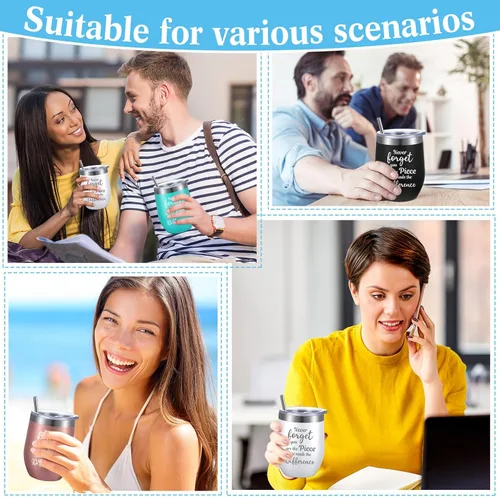 Vista 4 de Sieral 8 piezas de regalos de agradecimiento para mujeres, vaso de vino de agradecimiento para empleados, profesores, regalo inspirador