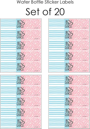 Vista 3 de Big Dot of Happiness Baby Gender Reveal - Etiquetas adhesivas para botellas de agua para fiesta de equipo niño o niña, juego de 20