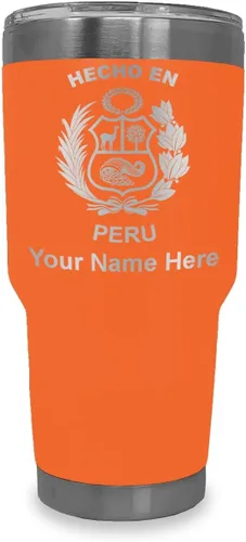 Vista 33 de LaserGram Vaso aislado al vacío de 20 onzas, hecho en Perú, grabado personalizado incluido (negro)