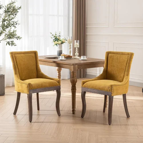 Vista 13 de Sillas de sala de estar cómodas, muebles de dormitorio de granja, sillas de mesa de comedor modernas, juego de 2, sillas laterales tapizadas